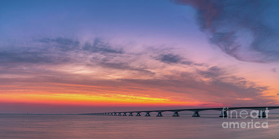Zeeland Bridge at Sunrise Photograph by Henk Meijer Photography