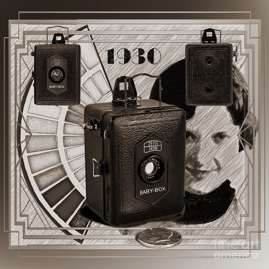Zeiss-ikon Baby-box Tendor - Black And White Digital Art by Anthony Ellis