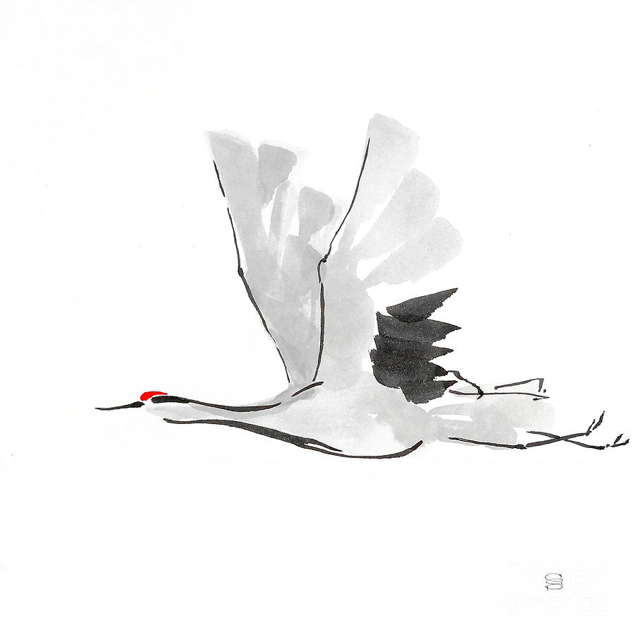 Zen Crane I - signed Painting by Chris Paschke