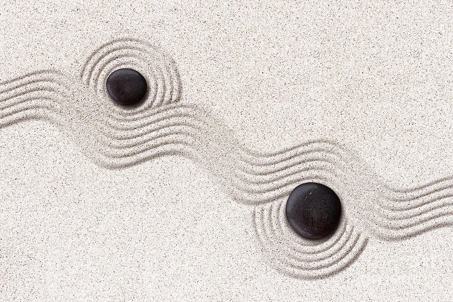 Zen stones and sand curves Photograph by Delphimages Photo Creations