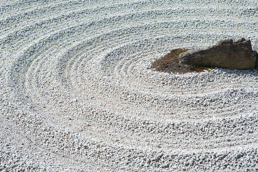 Zen garden with pattern in gravel, close-up Photograph by ZenShui/Laurence Mouton
