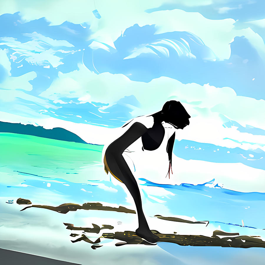 Zen Girl On A Beach Digital Art