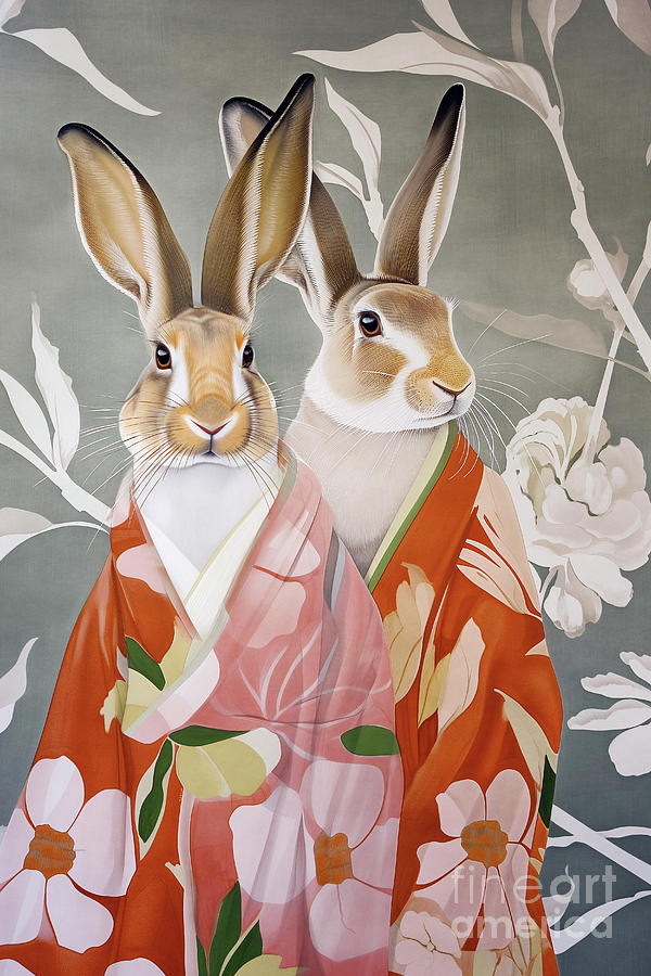 Zen Hares  Digital Art by Jacky Gerritsen