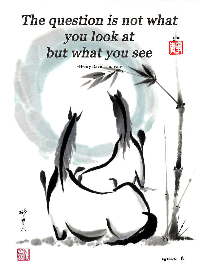 Zen Horses Into the Vortex with quote Painting by Bill Searle