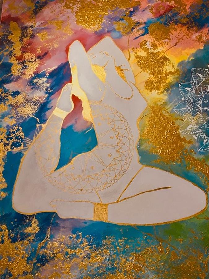 Yoga for Mind Body and Soul Print Painting by Shreya Sen