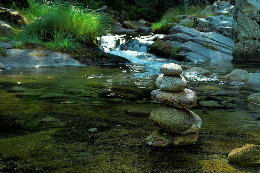 Zen rocks in Gralheira river in Carvalhais Photograph by Angelo DeVal