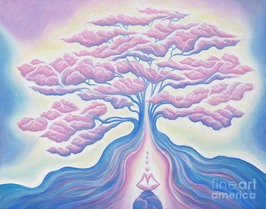 Zen Under the Cotton Candy Tree Painting by Tiffany Davis-Rustam
