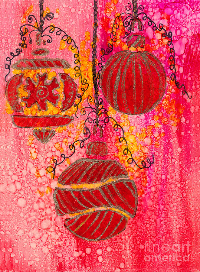 Zentangle Christmas Ornaments in Alcohol Ink Painting by Conni Schaftenaar