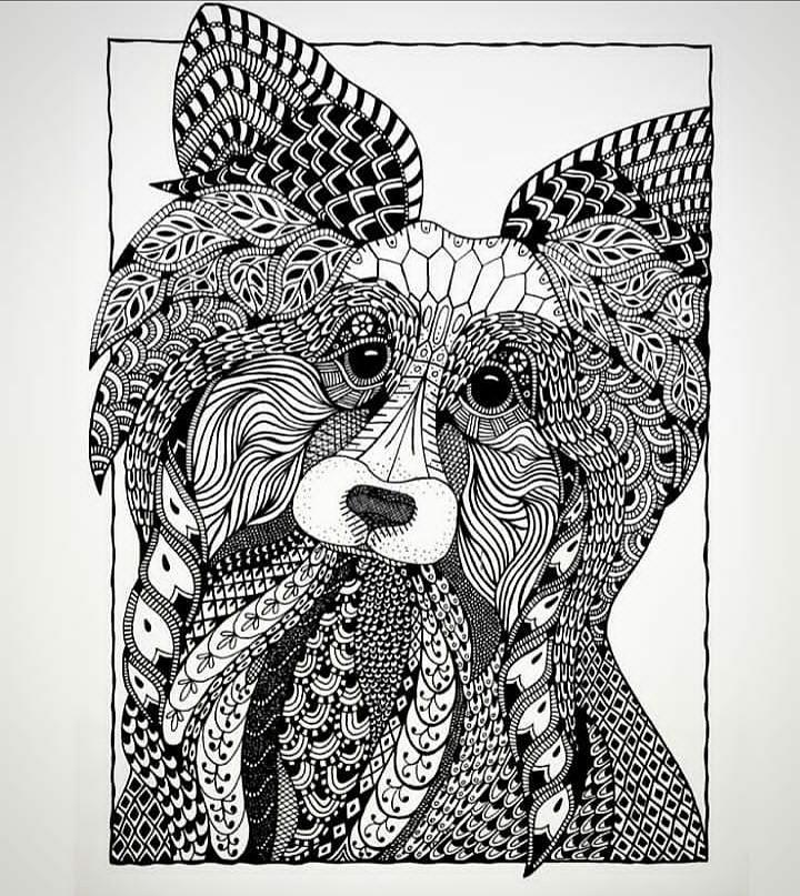 Zentangle dog pen art style