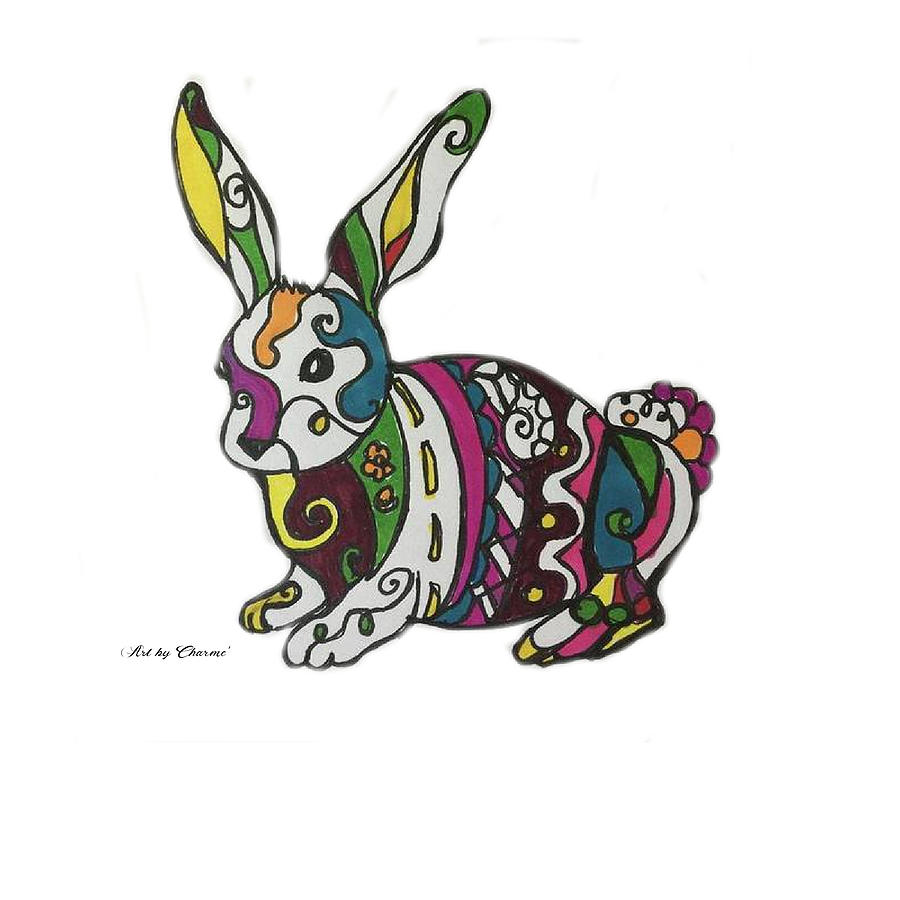 Zentangle Rabbit 2 Mixed Media by Charme Curtin