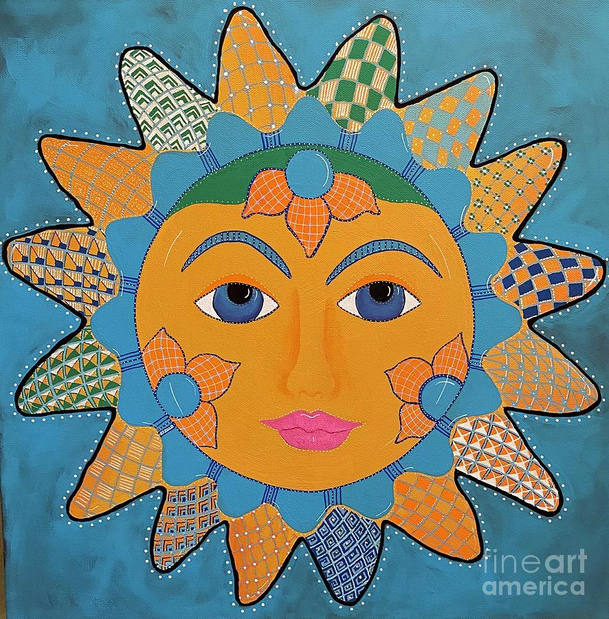 Zentangle Talavera Sun Painting by Melinda Etzold