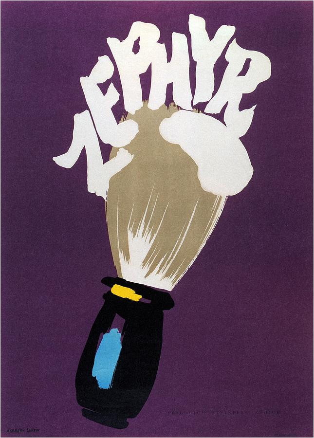 Zephyr -  Shaving Cream Advertising  - Minimal Vintage Advertising Poster - Herbert Leupin Digital Art