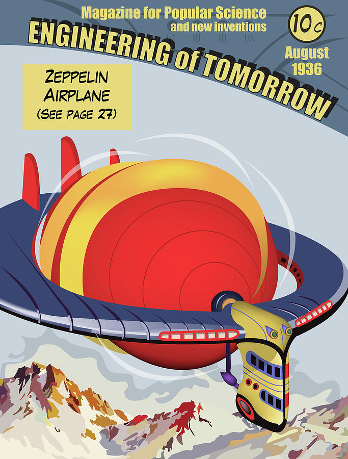 Mountain Digital Art - Zeppelin Airplane by Long Shot