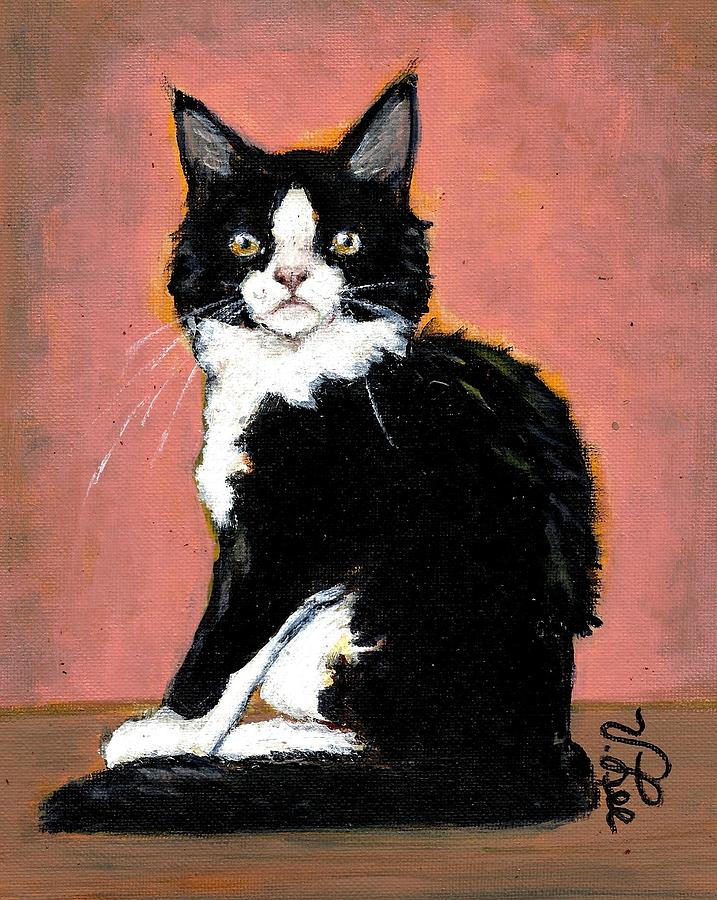 Zhazelle---Adult Tuxedo Cat Painting by VLee Watson