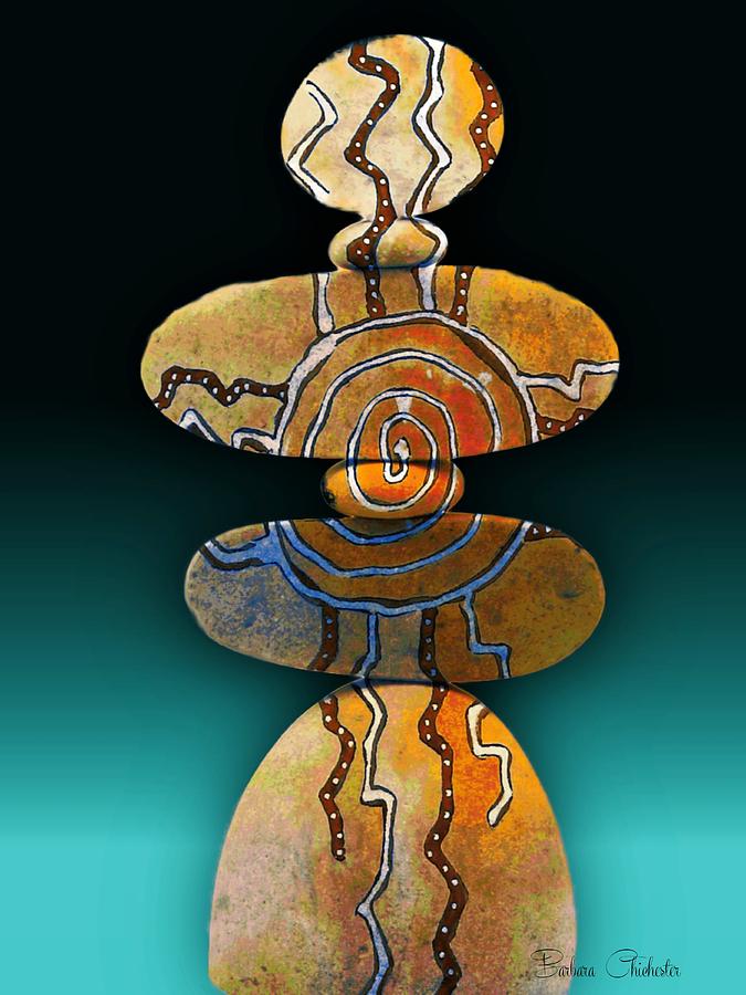 Zia Rock Cairn Mixed Media by Barbara Chichester