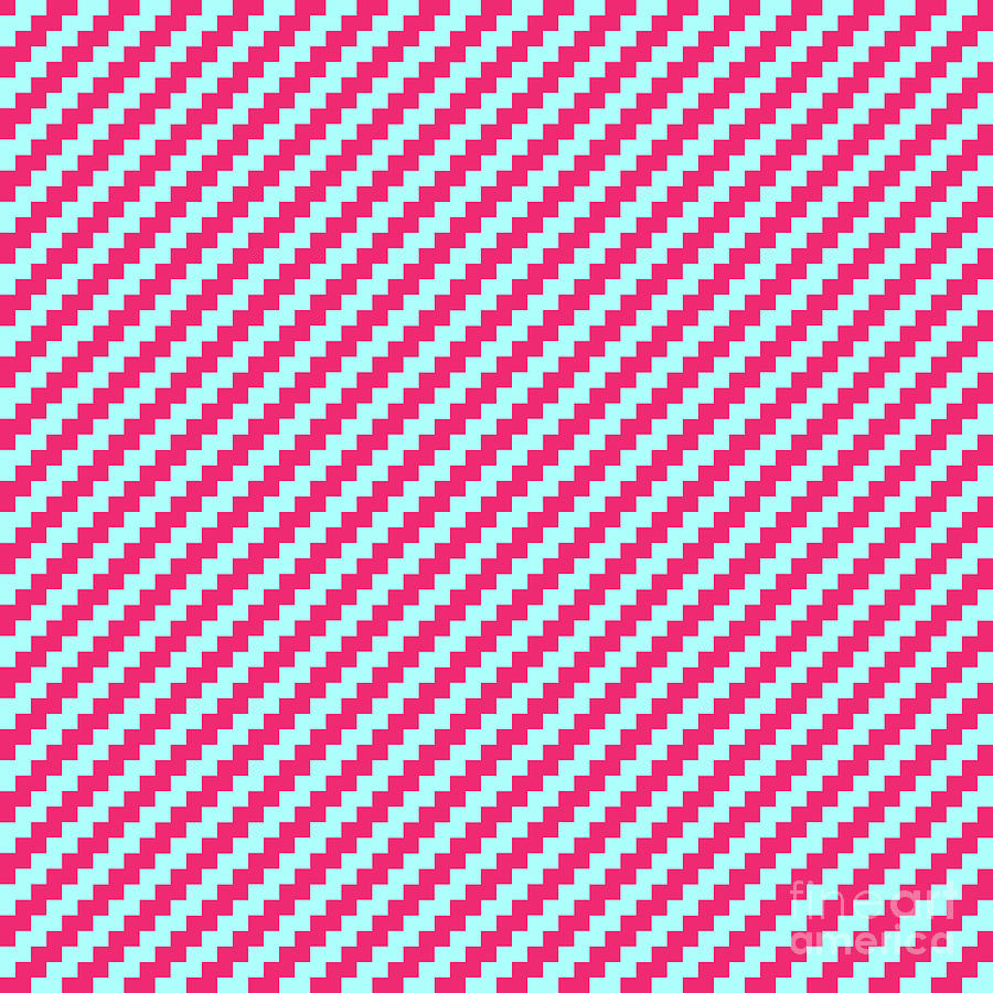 Zigzag Diagonal Houndstooth Pattern In Light Aqua And Raspberry Pink N.1233 Painting