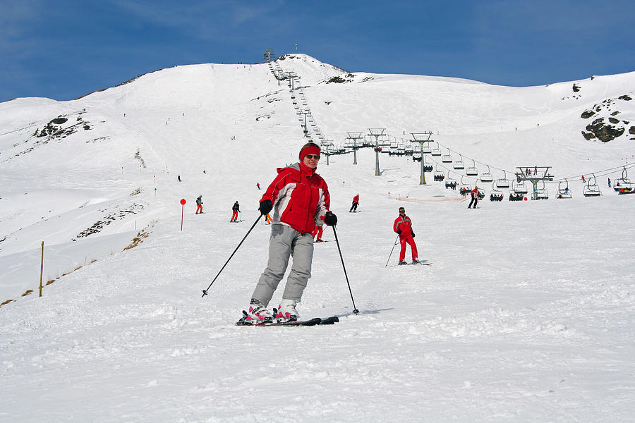 Zillertal, Austria - Woman on ski in the alps Photograph by Pejft
