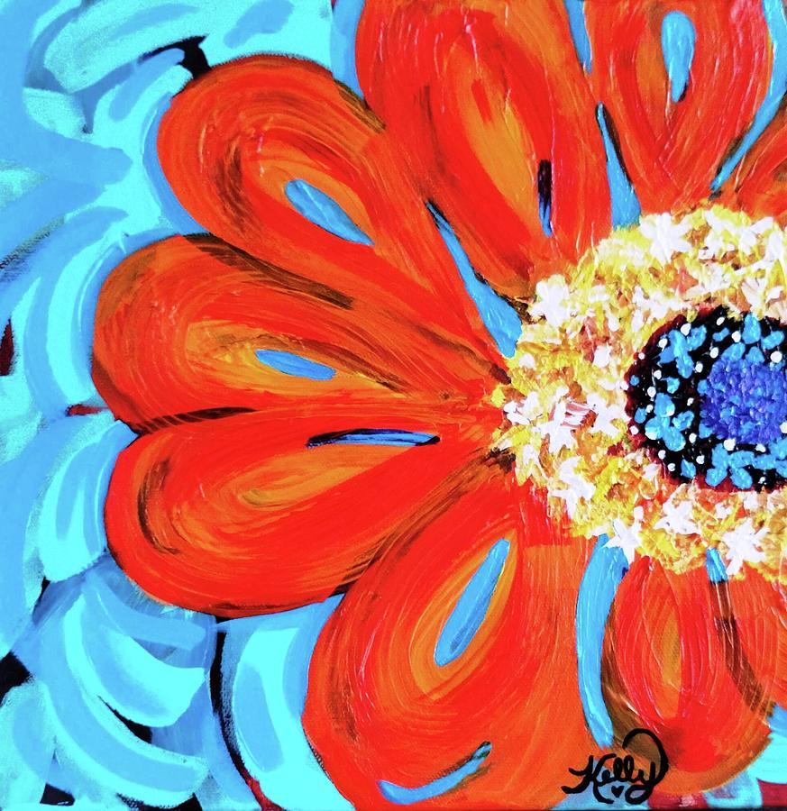 Zinnia Flower Painting by Kelly Johnson