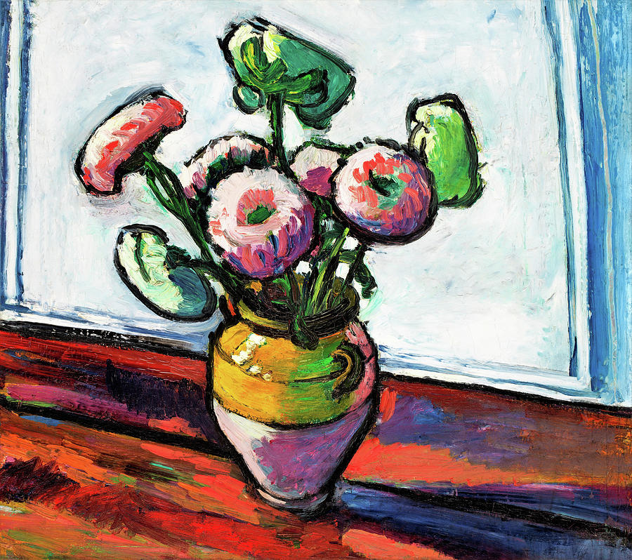 Zinnias - Digital Remastered Edition Painting by Henry Lyman Sayen