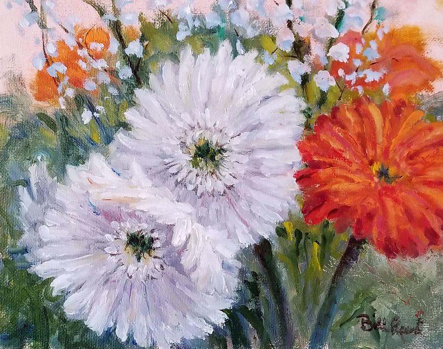 Zinnias Painting by William Reed