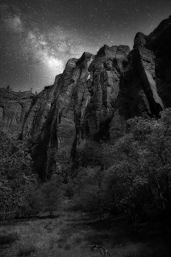 Zion Black White National Park Galaxy Moods  Photograph by Chuck Kuhn