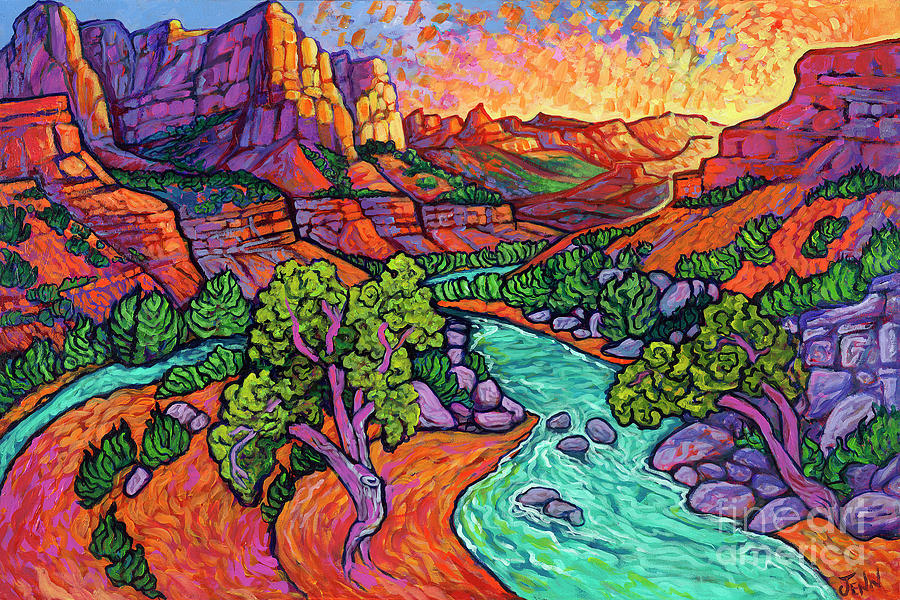 Zion Canyon Painting by Jenn Cunningham