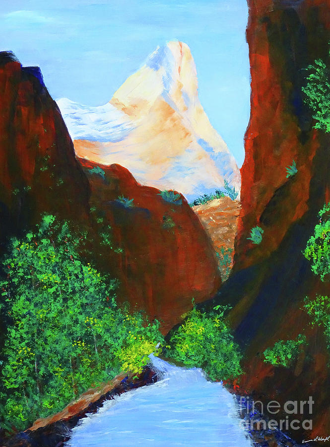 Zion National Park River Walk Painting by Eunice Warfel