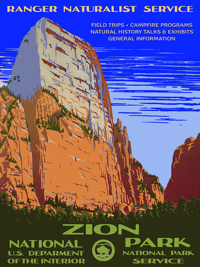 Zion National Park Digital Art by Chuck Mountain
