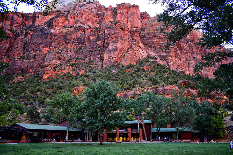Zion National Park Lodge Area Crimson Walls 03 Photograph by Thomas Woolworth