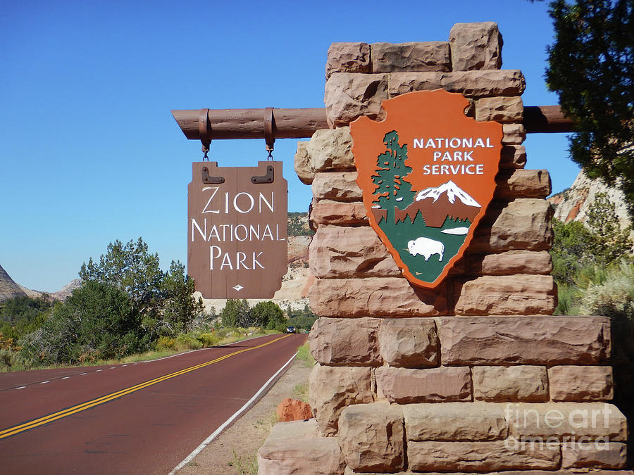 Zion National Park Monument Sign Photograph by Les Abeyta - Fine Art ...