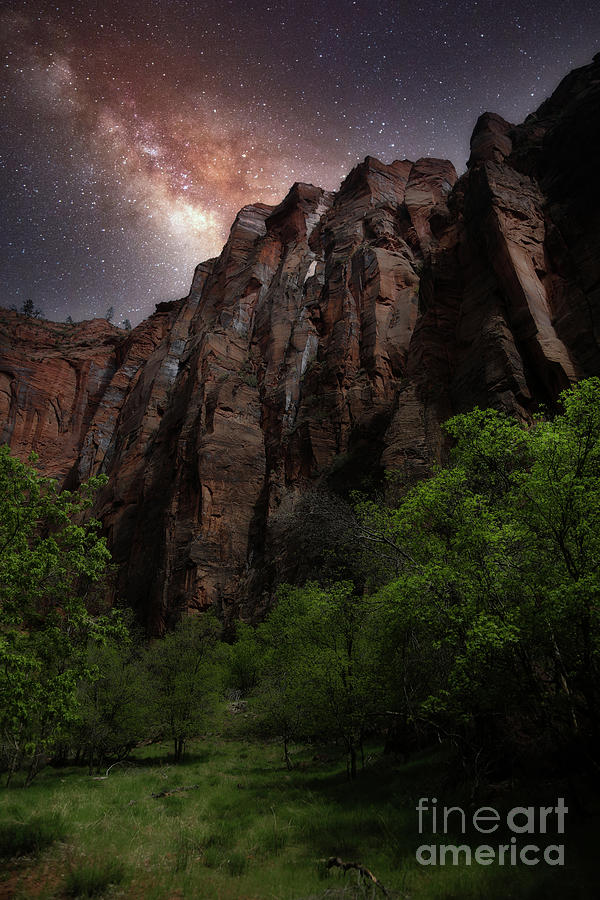 Zion National Park Utah Galaxy Skies Color  Photograph by Chuck Kuhn