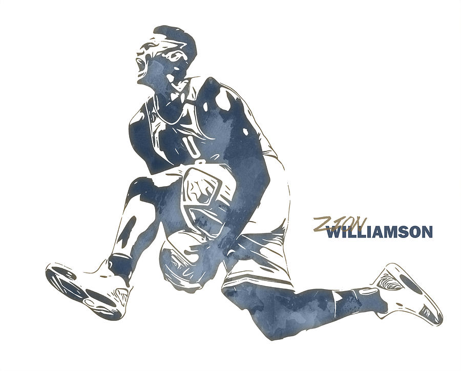 Zion Williamson New Orleans Pelicans Watercolor Strokes Pixel Art 1 by Joe  Hamilton