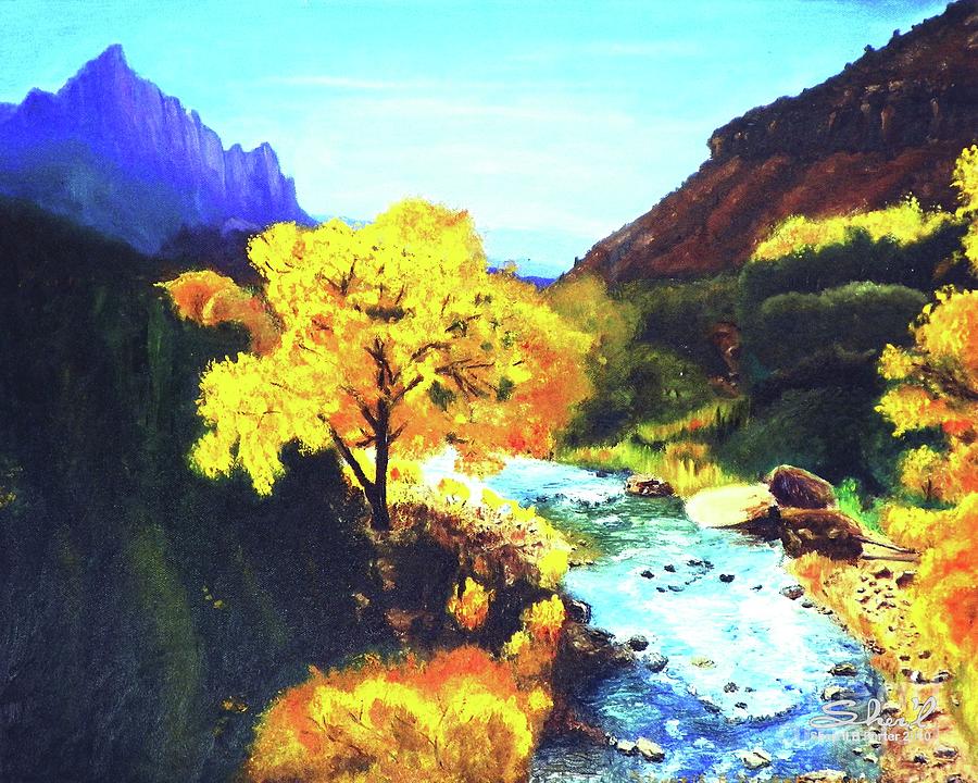 Zions in Autumn Painting by Sherril Porter