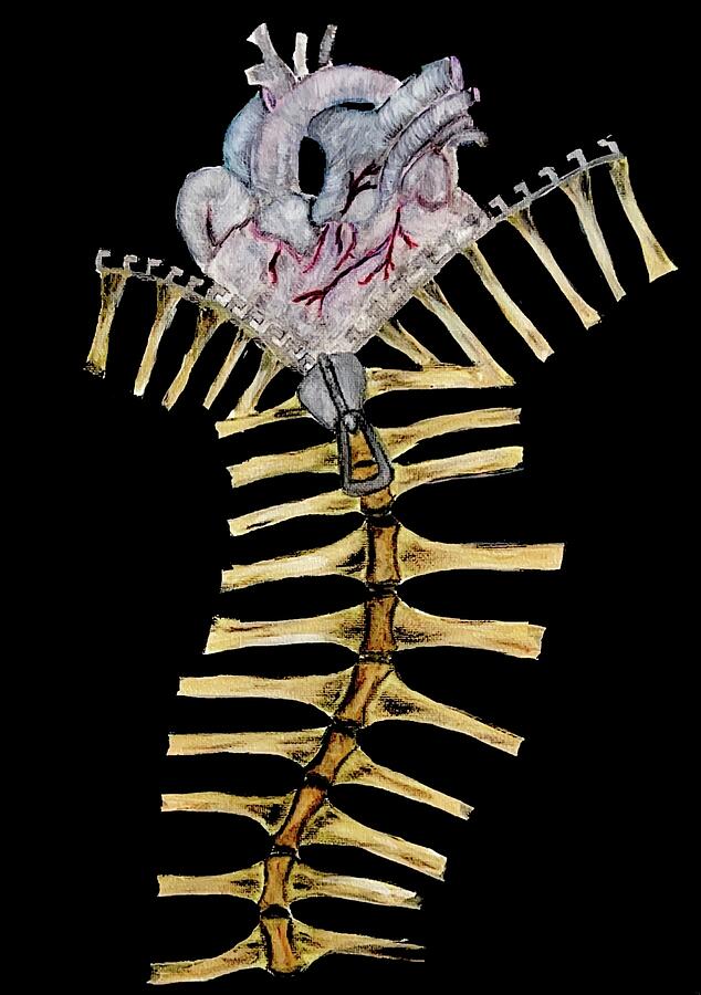 Skeleton Painting - Zip it by Linda Fortier