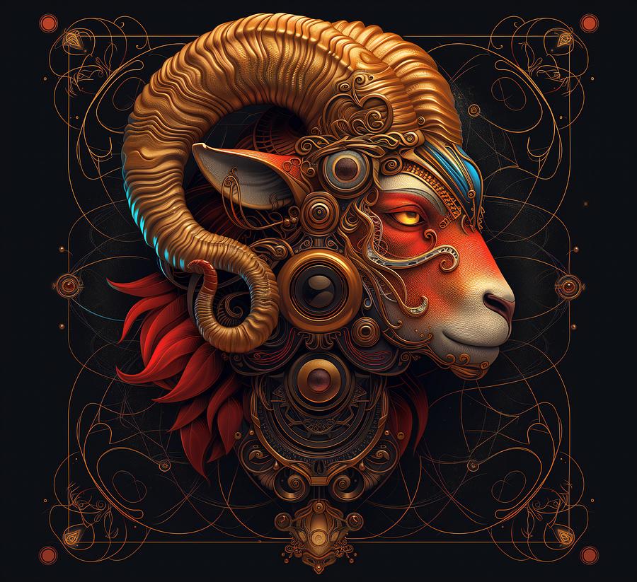 Zodiac Aries Coat of Arms Digital Art by Caito Junqueira