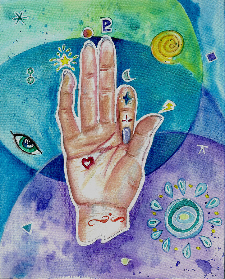 Zodiac Hand Mixed Media by Shelley Overton