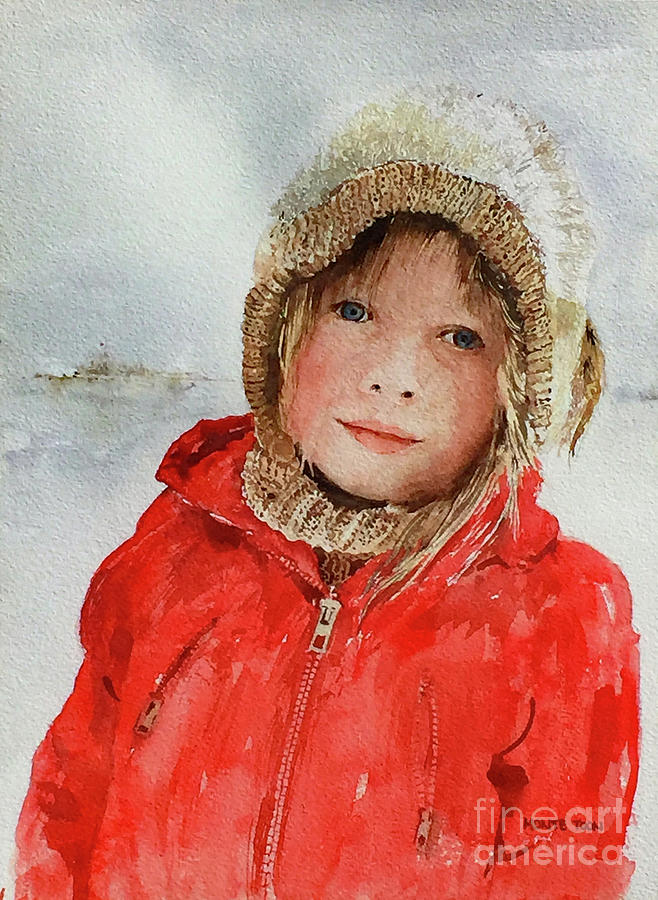 Zoe In The Snow Painting by Monte Toon