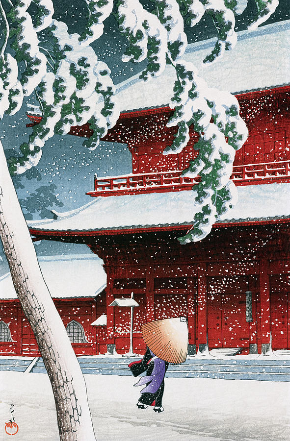 Winter Painting - Zojoji Temple, Shiba by Kawase Hasui