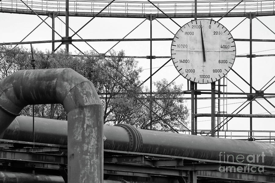 Pipe Photograph - Zollverein coal mine 10 bw by Rudi Prott