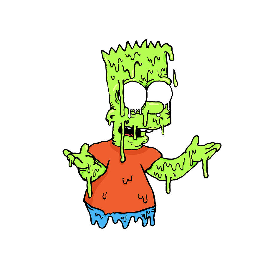 Zombie bart trippy Poster funny Painting by Hunt Shaw | Fine Art America