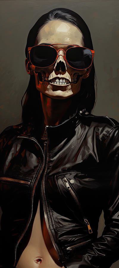 Skull Painting - Zombie Biker Bride by My Head Cinema