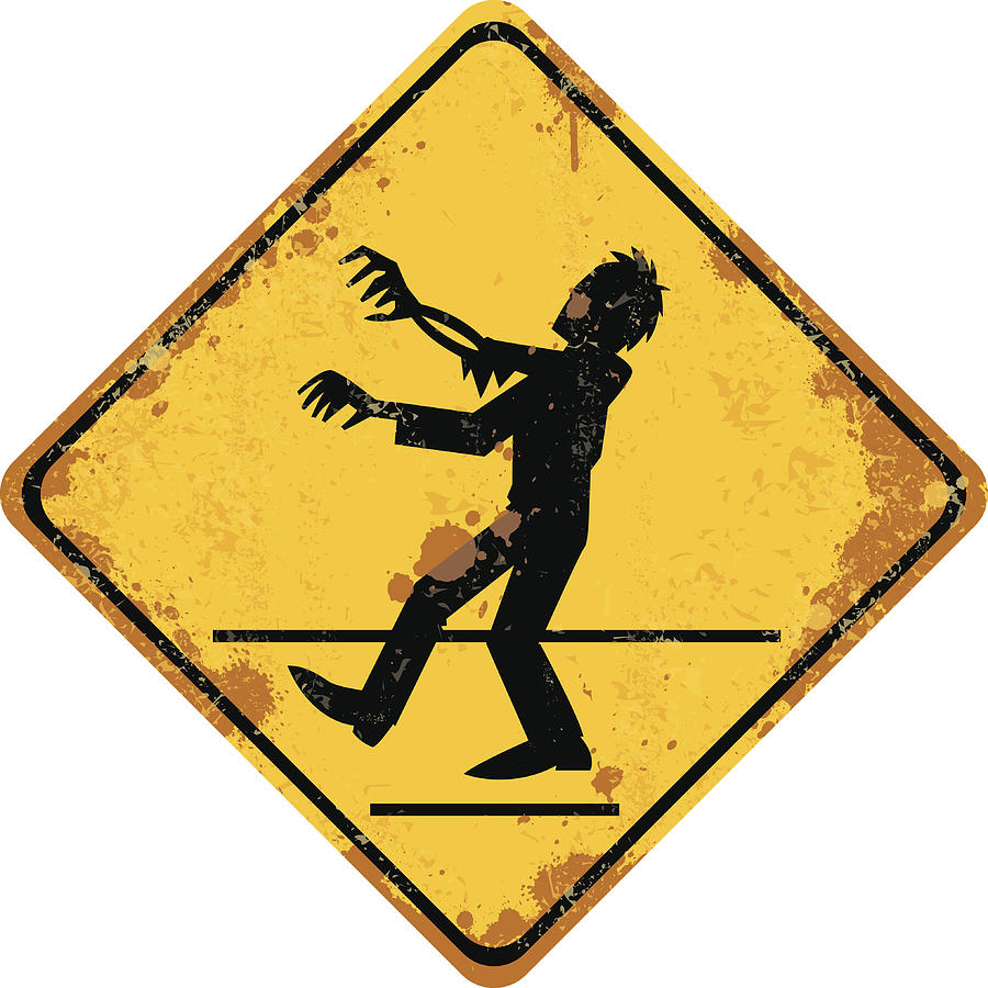 Zombie Crossing Sign Drawing by Big_Ryan