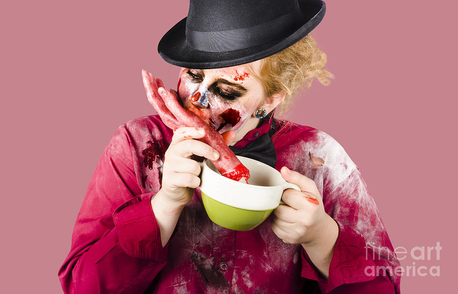 Zombie eating pea and hand soup Photograph by Jorgo Photography