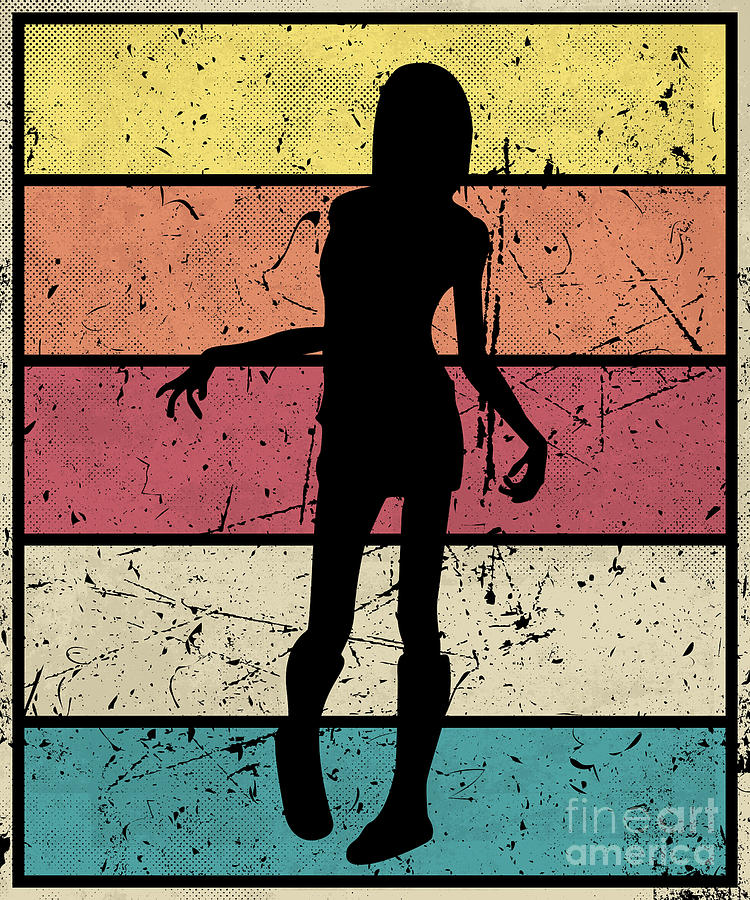 Zombie Girl Vintage Retro Stripes Digital Art by Filip Schpindel - Fine ...