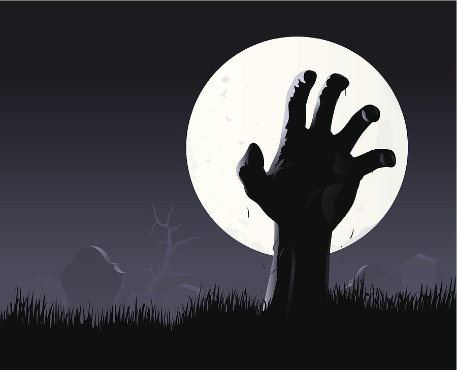 Zombie hand & moon Drawing by Timoph