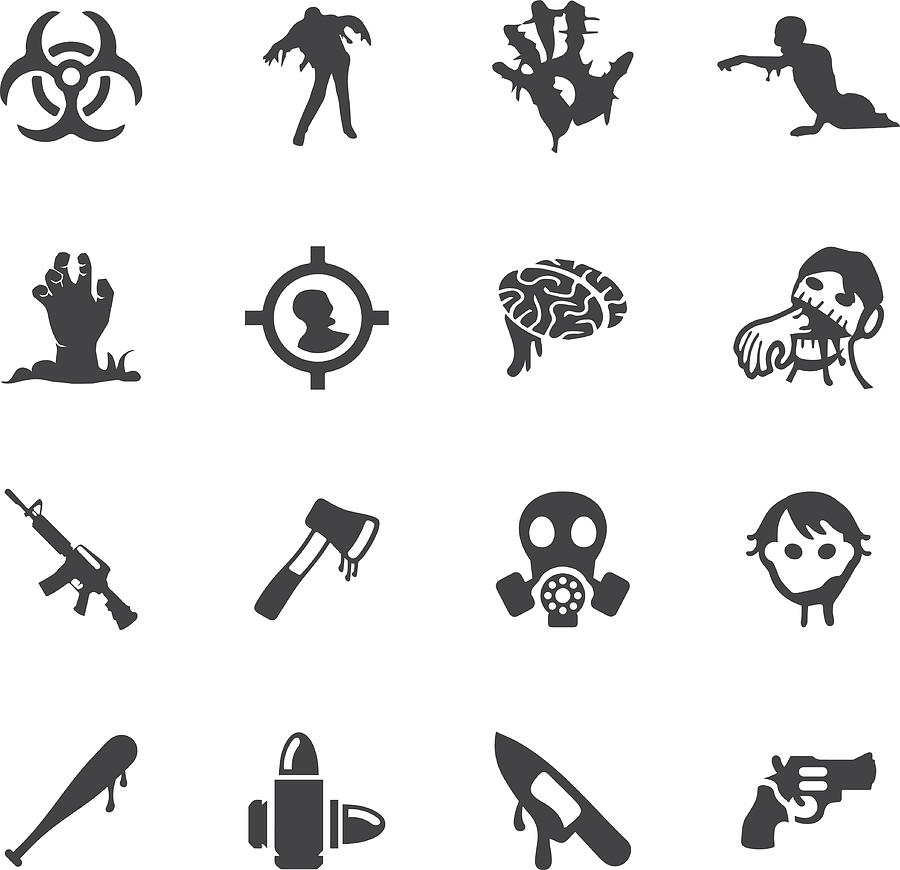Zombie Land Silhouette icons | EPS10 Drawing by LueratSatichob