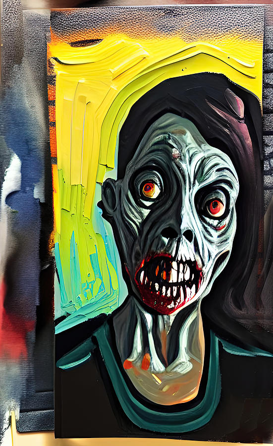 Zombie Screaming in the Spirit of Evard Munch Digital Art by Floyd Snyder
