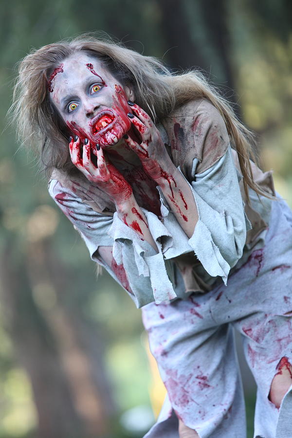Zombie woman scratches her face Photograph by Jay P. Morgan