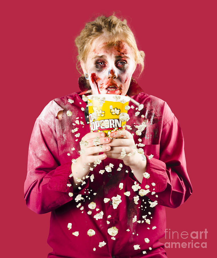 Zombie woman with popcorn Photograph by Jorgo Photography