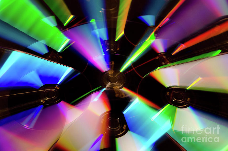 Zoomed CDs Abstract Still Life Rainbow Music Photograph Photograph by PIPA Fine Art - Simply Solid
